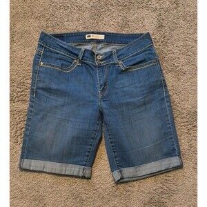 Levi Strauss Women's Mid Rise Cuffed Bermuda Shorts Denim Blue Size 12 Levi's